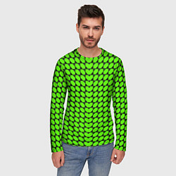 Лонгслив мужской Зелёные лепестки шестиугольники, цвет: 3D-принт — фото 2