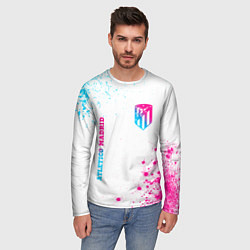 Лонгслив мужской Atletico Madrid neon gradient style вертикально, цвет: 3D-принт — фото 2