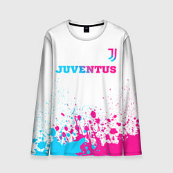 Мужской лонгслив Juventus neon gradient style посередине