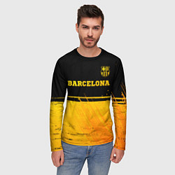 Лонгслив мужской Barcelona - gold gradient посередине, цвет: 3D-принт — фото 2