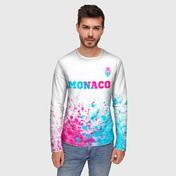 Лонгслив мужской Monaco neon gradient style посередине, цвет: 3D-принт — фото 2