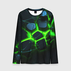 Мужской лонгслив Зеленый неон и разлом плит
