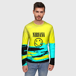 Лонгслив мужской Nirvana краски кислотные, цвет: 3D-принт — фото 2