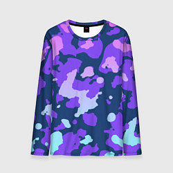 Лонгслив мужской Паттерн с розовыми фиолетовыми и голубыми пятнами, цвет: 3D-принт