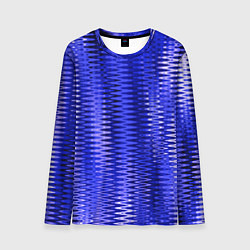 Лонгслив мужской Синий ультрамарин абстрактные полосы, цвет: 3D-принт