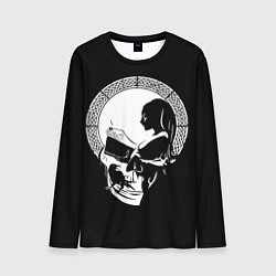 Лонгслив мужской Череп оп-арт девушка с книгой, цвет: 3D-принт