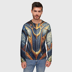 Лонгслив мужской Темная кожаная броня с желтой оплеткой, цвет: 3D-принт — фото 2