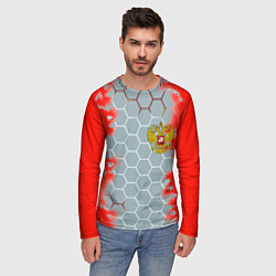 Лонгслив мужской Россия абстрактные соты, цвет: 3D-принт — фото 2