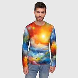 Лонгслив мужской Закат солнца - разноцветные облака, цвет: 3D-принт — фото 2