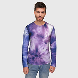 Лонгслив мужской Синие и фиолетовые космические абстрактные узоры т, цвет: 3D-принт — фото 2