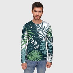 Лонгслив мужской Листья тропических джунглей абстракция, цвет: 3D-принт — фото 2