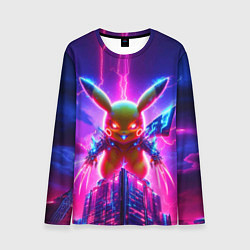Мужской лонгслив Neon horror - cyber Pikachu