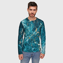 Лонгслив мужской Мраморная текстура с золотом, цвет: 3D-принт — фото 2