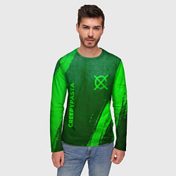 Лонгслив мужской CreepyPasta - green gradient вертикально, цвет: 3D-принт — фото 2
