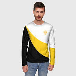Лонгслив мужской Сокрушу пред ним врагов его малый желтый герб Нико, цвет: 3D-принт — фото 2