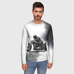 Лонгслив мужской Крутой байкер скетч, цвет: 3D-принт — фото 2