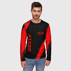 Лонгслив мужской Geely - red gradient вертикально, цвет: 3D-принт — фото 2