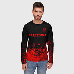 Лонгслив мужской Barcelona - red gradient посередине, цвет: 3D-принт — фото 2