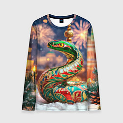 Мужской лонгслив Змея на фоне новогоднего кремля