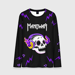 Лонгслив мужской Manowar неоновый череп, цвет: 3D-принт