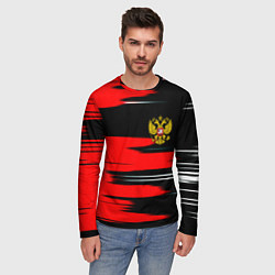 Лонгслив мужской Россия полосы краски, цвет: 3D-принт — фото 2