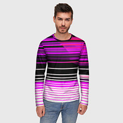 Лонгслив мужской Разноцветные вертикальные линии, цвет: 3D-принт — фото 2