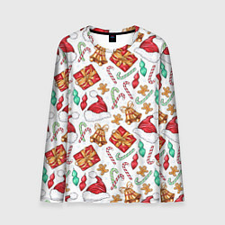 Лонгслив мужской Новогодний паттерн 2025, цвет: 3D-принт