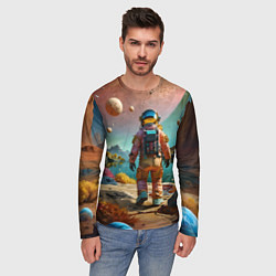 Лонгслив мужской Астронавт на красочной планете, цвет: 3D-принт — фото 2
