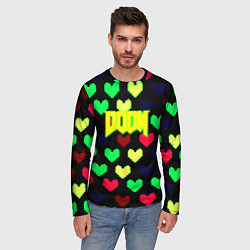 Лонгслив мужской Doom кислотные сердца, цвет: 3D-принт — фото 2