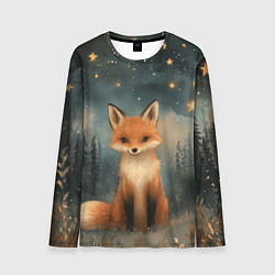 Мужской лонгслив Лисичка в звездном лесу