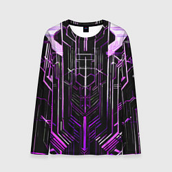 Мужской лонгслив Purple lines on a black background