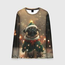 Мужской лонгслив Мопс в костюме елки