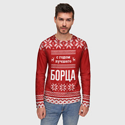 Лонгслив мужской С годом лучшего Борца с оленями, цвет: 3D-принт — фото 2