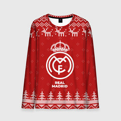 Лонгслив мужской Новогодний Real Madrid с оленями, цвет: 3D-принт
