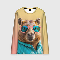 Мужской лонгслив Модная капибара в отпуске