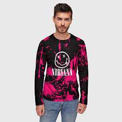 Лонгслив мужской Nirvana pink color, цвет: 3D-принт — фото 2