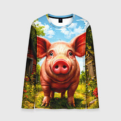 Лонгслив мужской Свинка в деревне, цвет: 3D-принт
