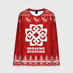 Лонгслив мужской Новогодний Breaking Benjamin с оленями, цвет: 3D-принт
