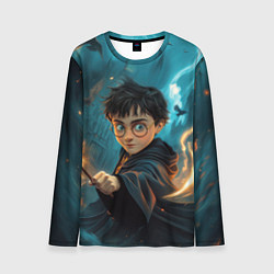 Лонгслив мужской Гарри Поттер волшебник, цвет: 3D-принт