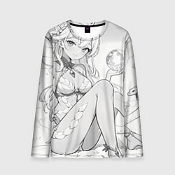 Лонгслив мужской Фэнтези девушка нарисованная карандашом, цвет: 3D-принт