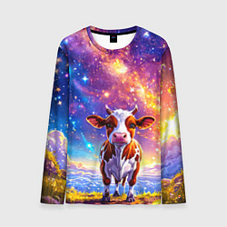 Лонгслив мужской Коровка и звездное небо, цвет: 3D-принт