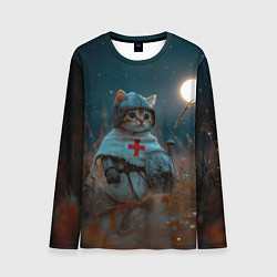 Лонгслив мужской Котенок рыцарь, цвет: 3D-принт