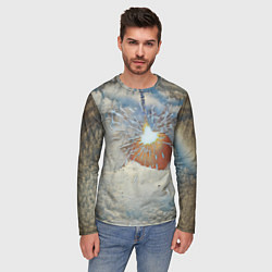 Лонгслив мужской Искрящийся мандарин на снегу, цвет: 3D-принт — фото 2