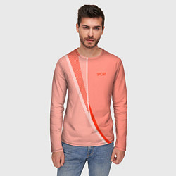 Лонгслив мужской Sport персиковый с полосой, цвет: 3D-принт — фото 2