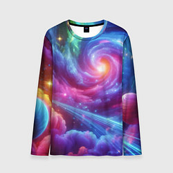 Лонгслив мужской Neon space fantasy, цвет: 3D-принт