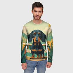 Лонгслив мужской Такса и лето, цвет: 3D-принт — фото 2