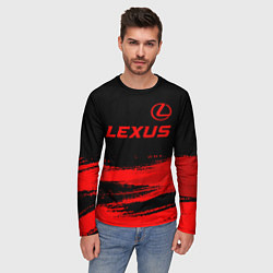 Лонгслив мужской Lexus - red gradient посередине, цвет: 3D-принт — фото 2