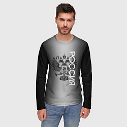 Лонгслив мужской Герб России серый градиент посередине, цвет: 3D-принт — фото 2