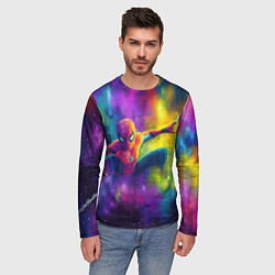 Лонгслив мужской Человек - паук радужные краски, цвет: 3D-принт — фото 2