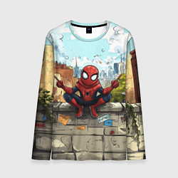 Мужской лонгслив Маленький человек-паук в городе